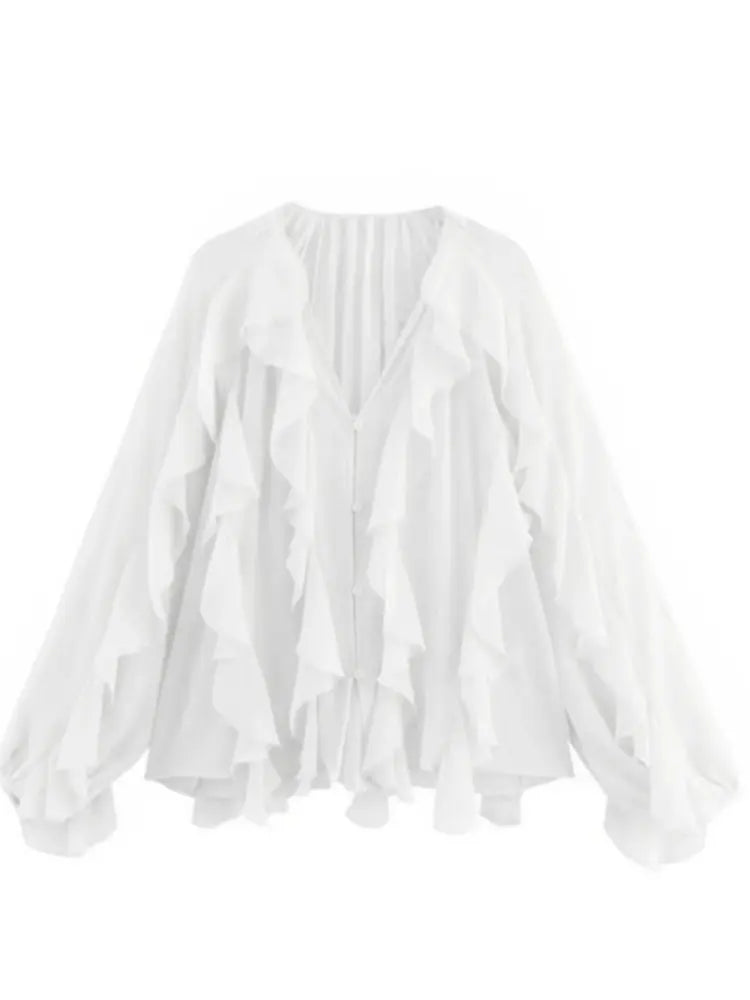 V-neck Ruffle Blouse
