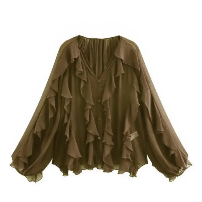 V-neck Ruffle Blouse