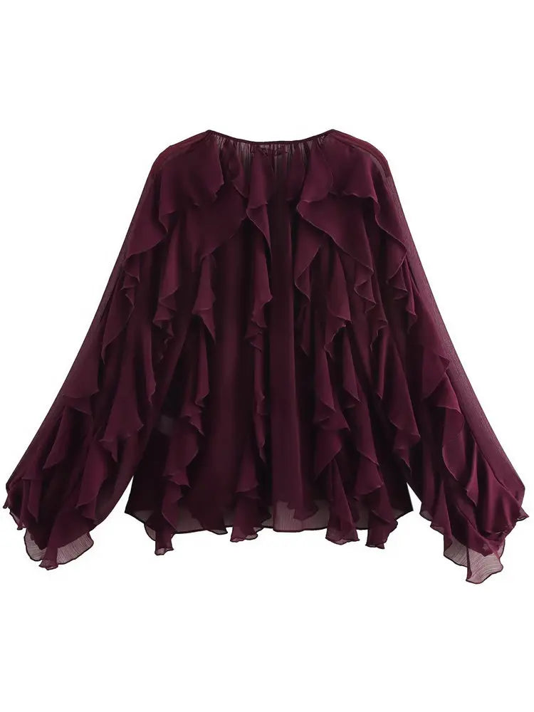 V-neck Ruffle Blouse