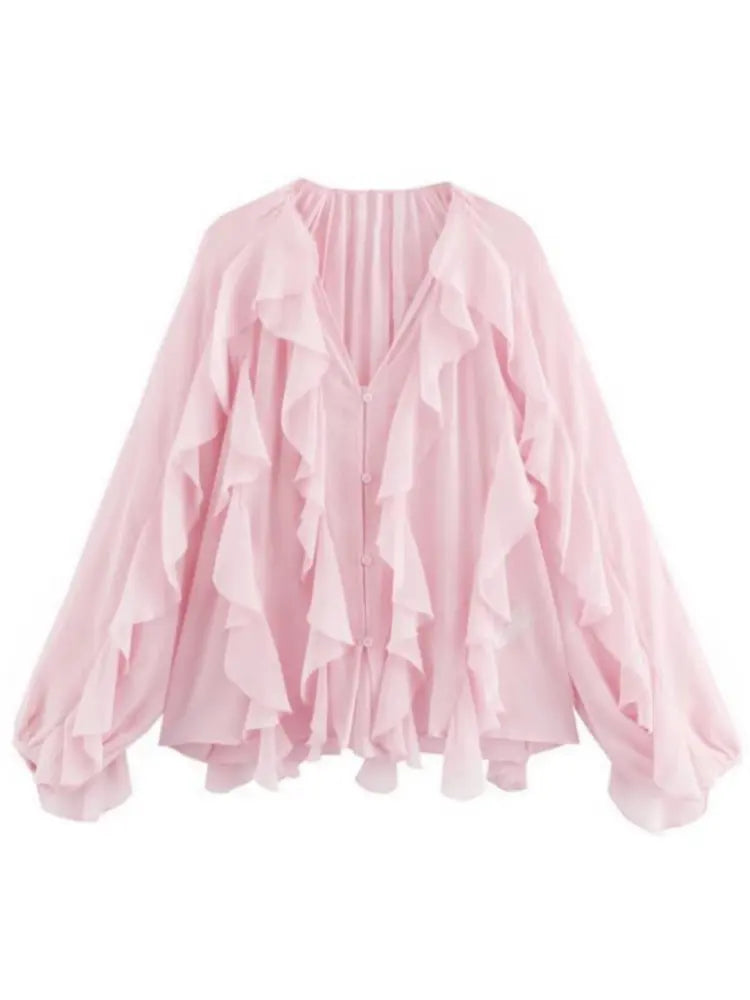 V-neck Ruffle Blouse