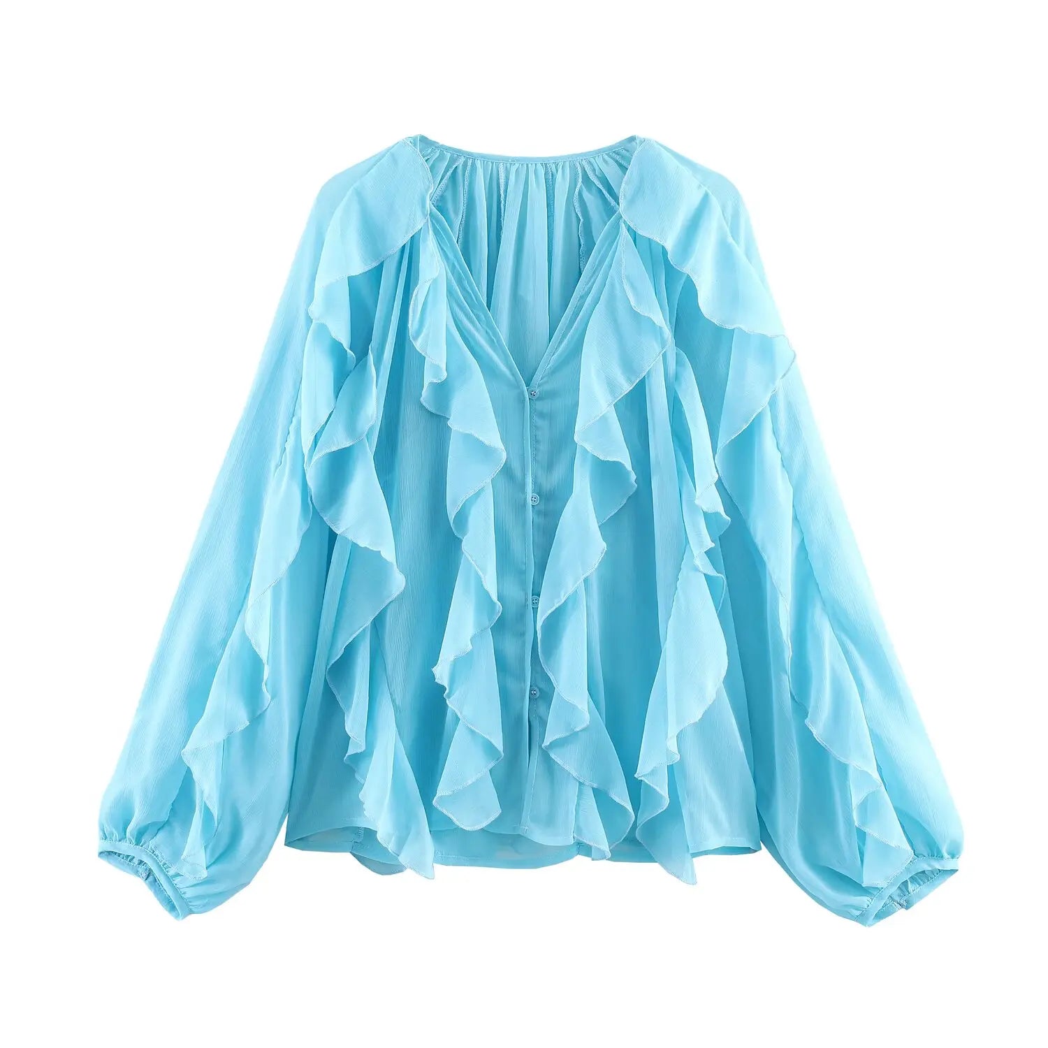 V-neck Ruffle Blouse