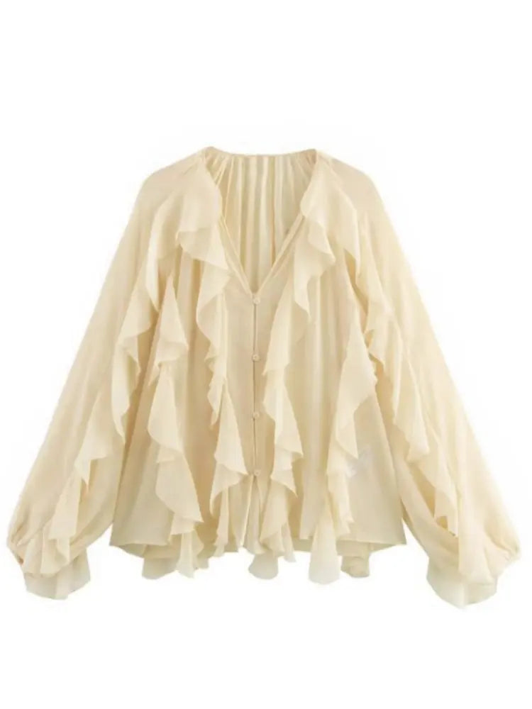 V-neck Ruffle Blouse
