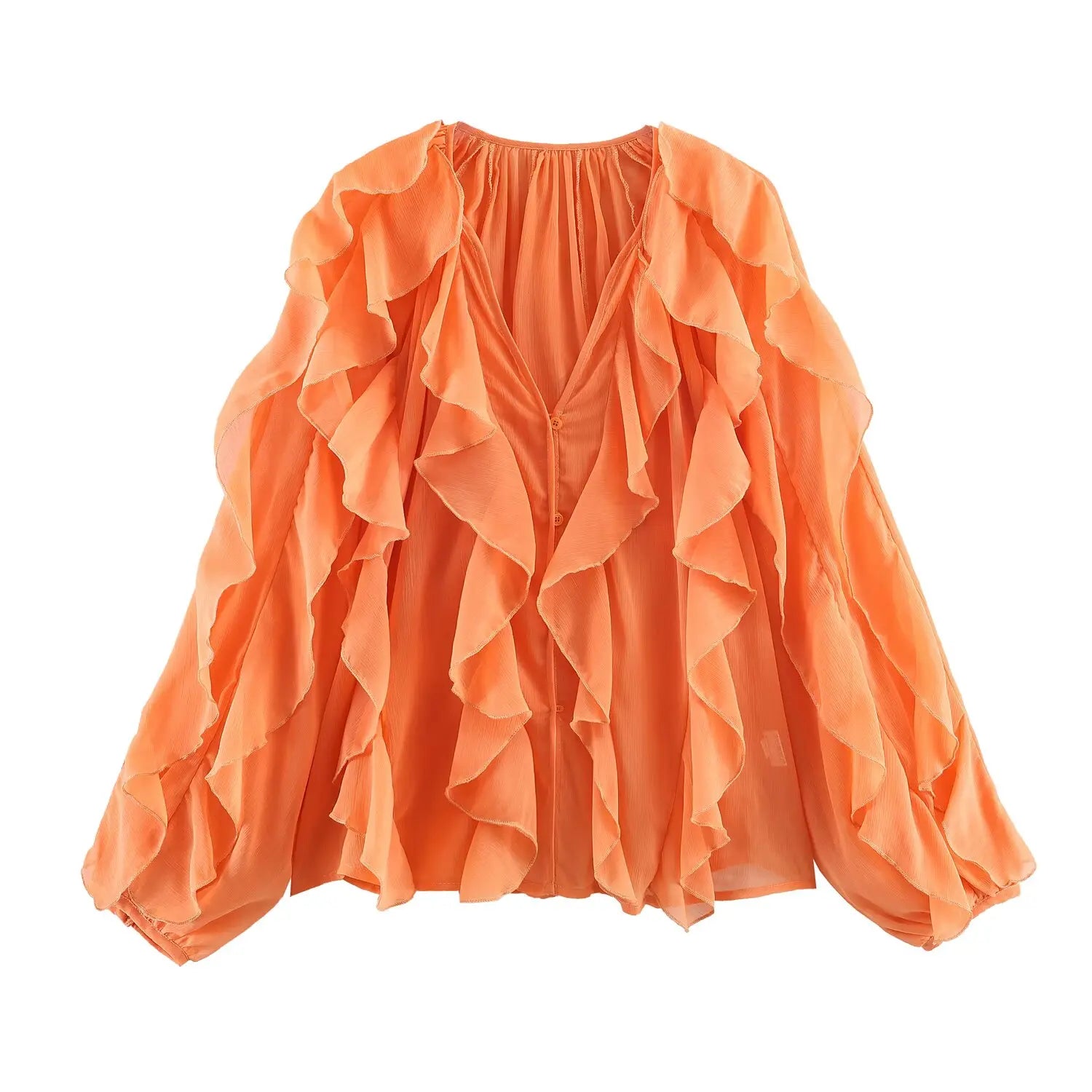 V-neck Ruffle Blouse