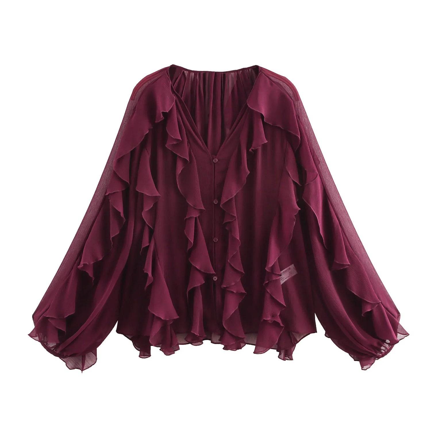 V-neck Ruffle Blouse