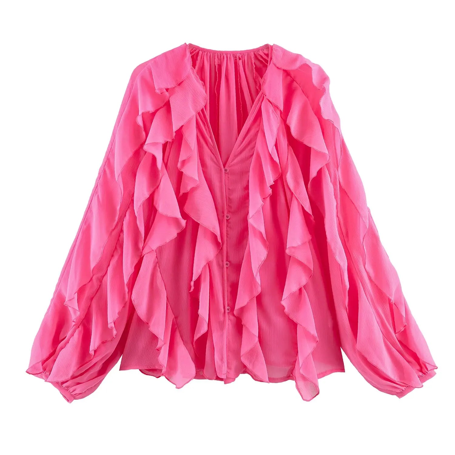 V-neck Ruffle Blouse