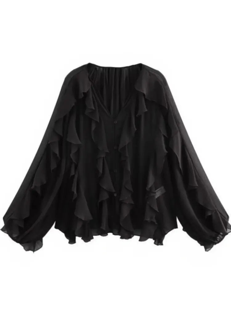 V-neck Ruffle Blouse